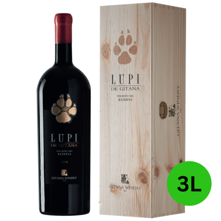 Gitana Winery LUPI Merlot & Cabernet & Saperavi  (3L)  in cutie suvenir lemn